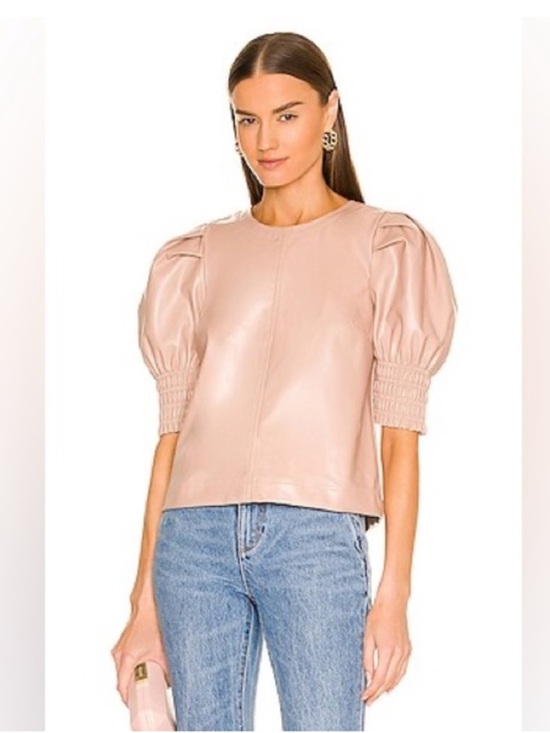 SAYLOR Tops - Saylor Andie Vegan Leather Top in Rose Quartz size S